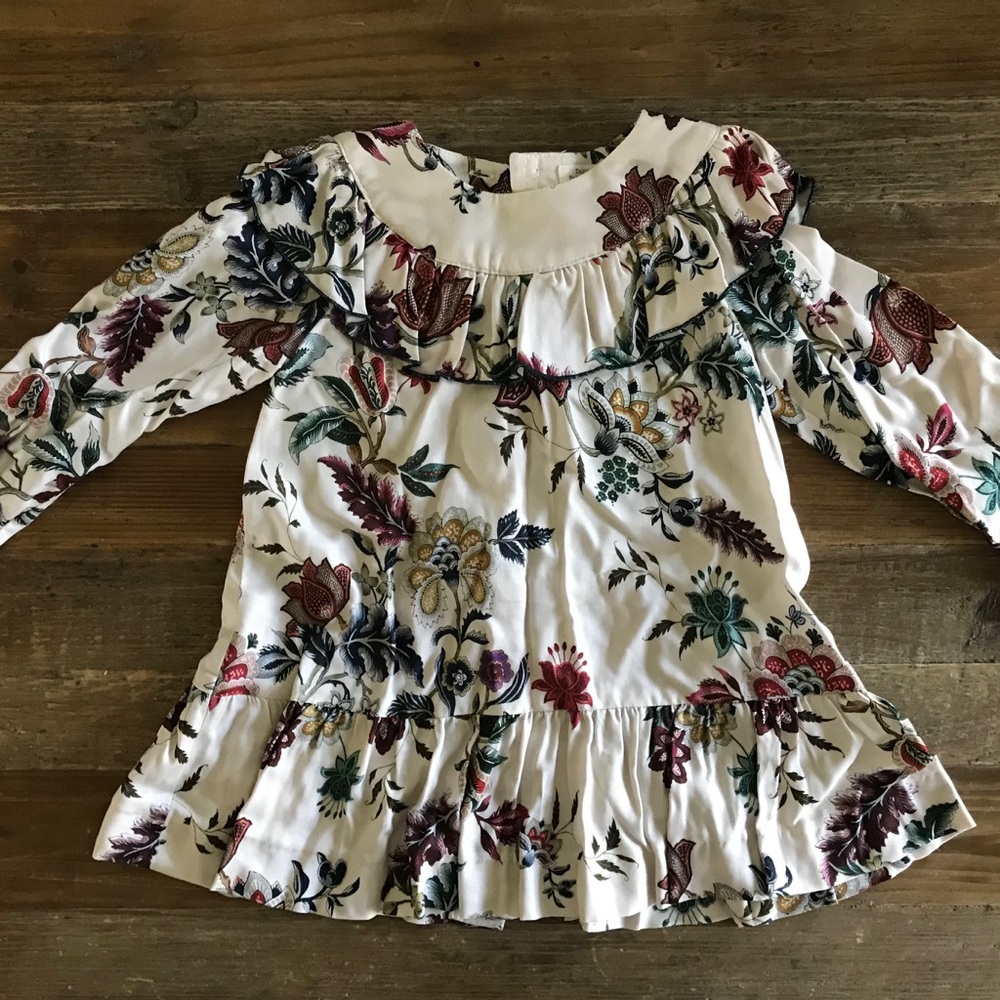 NWT Zara Kids Ruffled Floral Print Dress, 3-4 year